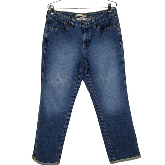 Tommy Hilfiger Womens Jeans Size 8 Hipster Cropped Stretch Mid Rise Medium Wash - Picture 1 of 9